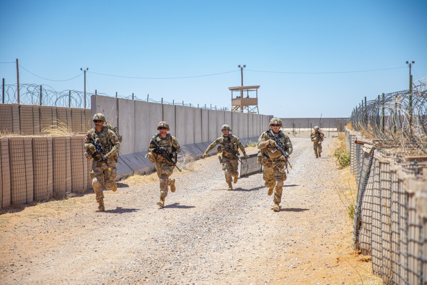 Oklahoma National Guard members train for deployment to the Horn of Africa at U.S. Army Fort Bliss in Texas May, 2023.