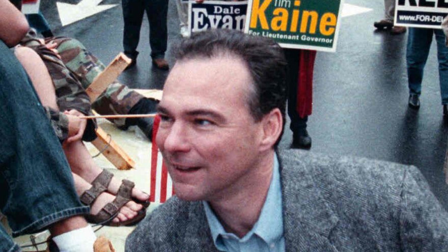 As a candidate for Virginia's lieutenant governor, Tim Kaine attends a homecoming parade in Herndon, Va., on Oct. 6, 2001.