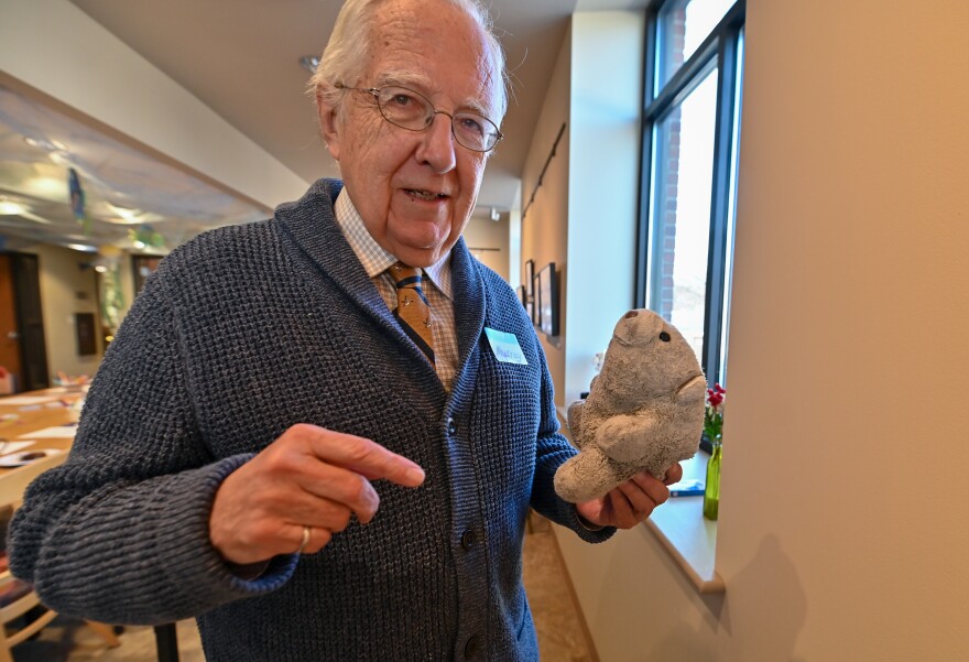 Murray Small brings a stuffed bear with him most places, he calls it Winston, after Churchill Canada.