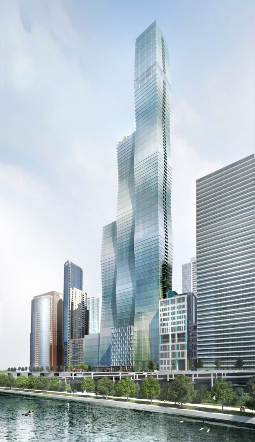 A rendering of the Vista Tower in Chicago. (Courtesy Studio Gang)