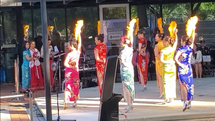 A traditional Chinese Fan Dance is performed at Orange County's AAPI Heritage Month launch celebration. The Orange County Asian Committee is also presenting the FusionFest MYGration AAPI Film Fest later this month.