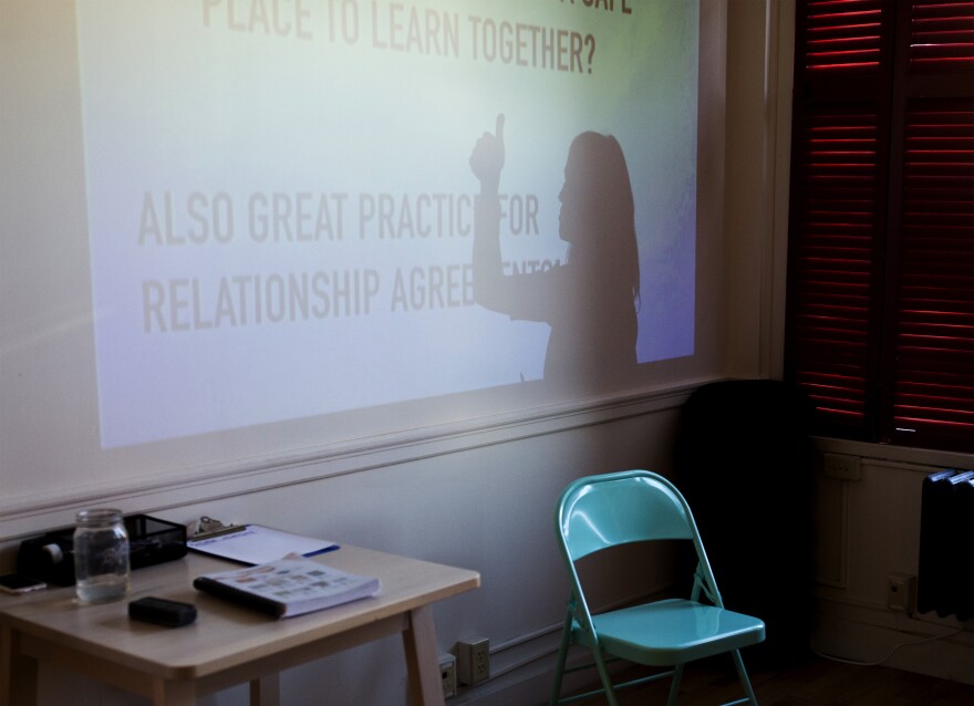 Park asks her students to weigh in on agreements with a thumbs up or a thumbs down during class.