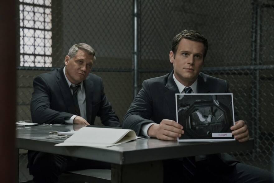 Holt McCallany (left) and Jonathan Groff in a still from "Mindhunter." (Patrick Harbron/Netflix)