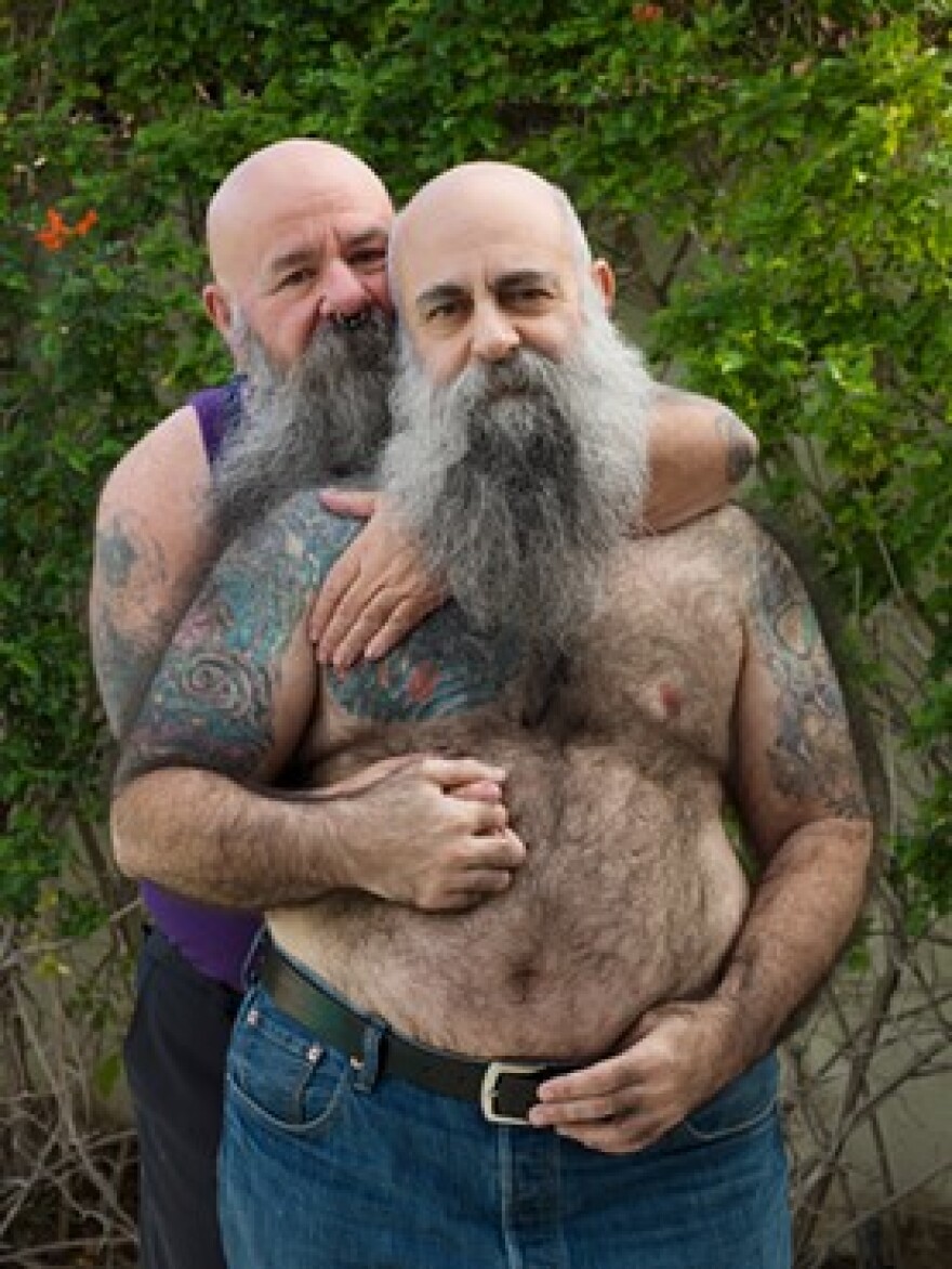 "Sky, 64, and Mike, 55, Palm Springs, CA," are a polyamorous couple who have been together for more than 25 years.