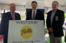 Former Reidsville Mayor Jay Donecker stands with Tony Copeland, the former Secretary of the NC Department of Commerce, and Timy Yaggi, the previous CEO of Pella Corporation in 2019.