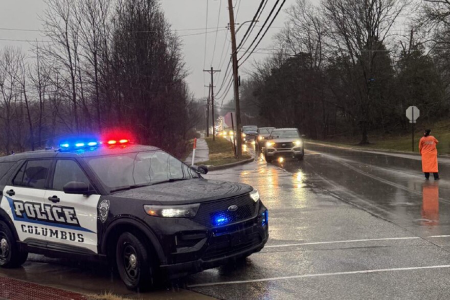 Traffic on the west side of Columbus is backed up due to State Road 11 being closed as reported by police.