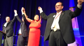 A state party convention staple that will be missing this year: in 2018, Indiana Democrats' statewide candidates joined hands on stage as the convention wrapped up.