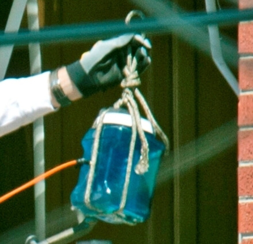 A close up look at the device. According to <em>The Denver Post</em>, a robot was used to move it into the apartment.