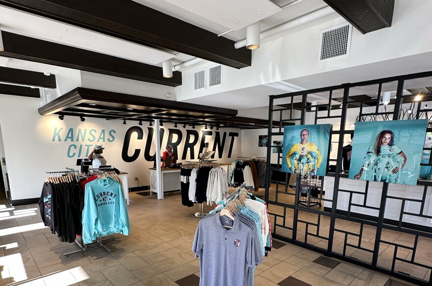 Inside the Kansas City Current’s new retail shop at 302 Nichols Road on the Country Club Plaza.