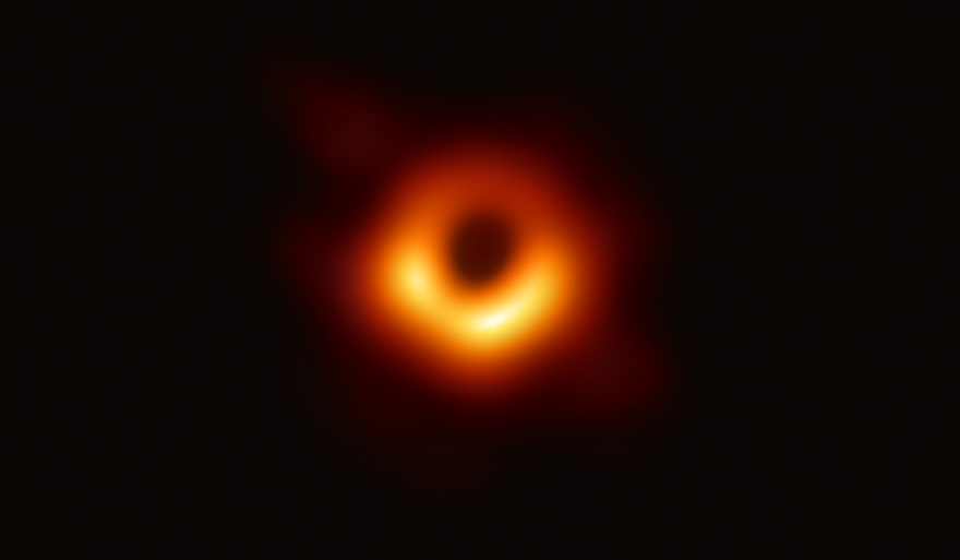 Using the Event Horizon Telescope, scientists obtained an image of the black hole at the center of galaxy M87, outlined by emission from hot gas swirling around it under the influence of strong gravity near its event horizon.Photo: Event Horizon Telescope collaboration et al.