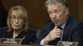 Committee ranking member Sen. Rand Paul, R-Ky., with Sen. Margaret Wood Hassan, D-N.H., at a Senate Homeland Security and Governmental Affairs Committee hearing on Feb. 28, 2023.