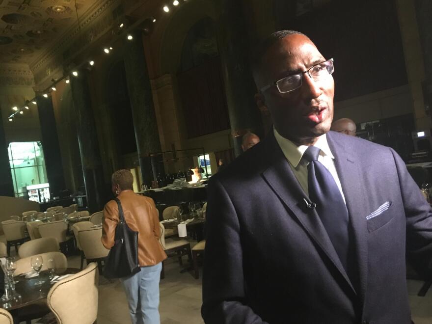 Councilman Zack Reed at his victory party the night of the Cleveland mayoral primary [Matt Richmond / ideastream]
