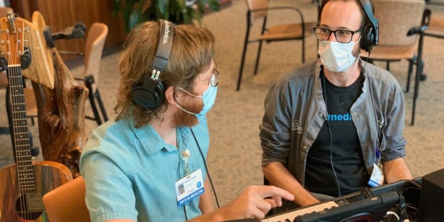 Shift Change, with hosts Michael Claytor, left, and Andrew Hix, is an hourlong broadcast dedicated to uplifting health care workers.