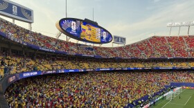 Crowds pack a World Cup Round of 32 match between Colombia and Ghana at Arrowhead Stadium on July 3, 2026.