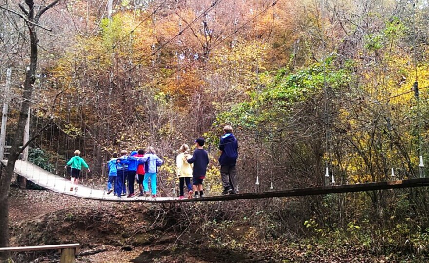 FILE - An elementary school field trip on a portion of the Anne Springs Close Greenway