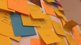Post-its at the Delphi United Methodist Church are a testament to a community's grief and disbelief.