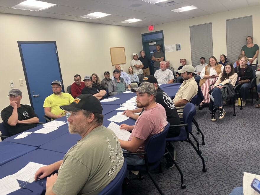 Members of Lobster Zone D Council meet at the Rockland Ferry Terminal on Oct. 7, 2025 to discuss the results of a new DMR industry survey.
