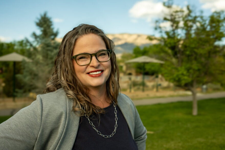 Abby Foster, the Democratic New Mexico House of Representatives candidate for House District 27, above, maintains that her Republican opponent Jahnelle Louise Garcia does not live in the district despite dismissing a lawsuit Sept. 21, 2026, asking a judge to remove Garcia from the ballot.