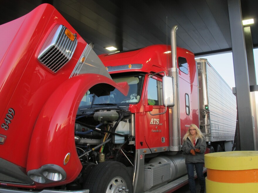Drivers fill up at the Petro truck stop in Oak Grove, Mo. Because most drivers are paid by the mile, delays at stops eat directly into their earnings.