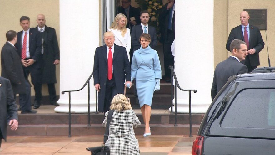 Donald Trump and Melania Trump leaves church to White House