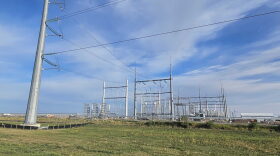 An electrical substation is adjacent to a solar farm north of Mapleton, North Dakota. The Bison Substation area could also become home to a battery storage site and a data center.