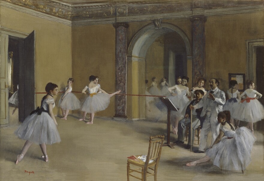 Over his lifetime, Degas created 1,500 paintings, pastels and drawings of dancers — more than any other artist. Above, his 1872 work,<em> The Dance Foyer at the Opera on the rue Le Peletier.</em>