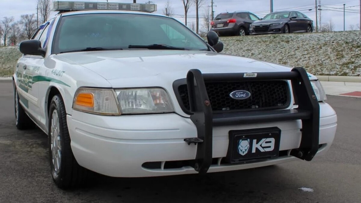 A police car in the rear view: Crown Vics now grace Ohio museums
