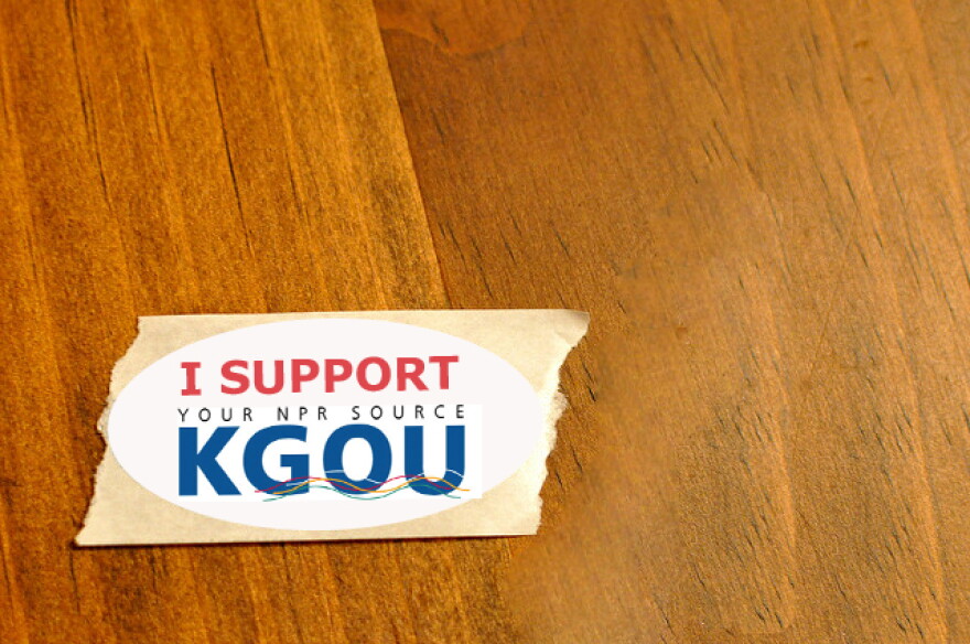 adhesive sticker reading "I support KGOU"