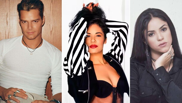 (From left) Ricky Martin, Selena and Shakira.