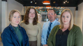 The StateImpact Oklahoma team, from left to right: Chloe Bennett-Steele, Jillian Taylor, Logan Layden, and Beth Wallis