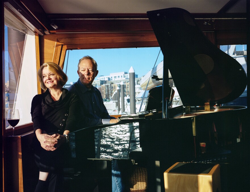 Tanya and Greg Nichols have lived aboard Golden Princess<em> </em>for eight years. Tanya bought Greg this piano for his 50th birthday, and they keep it on their boat.