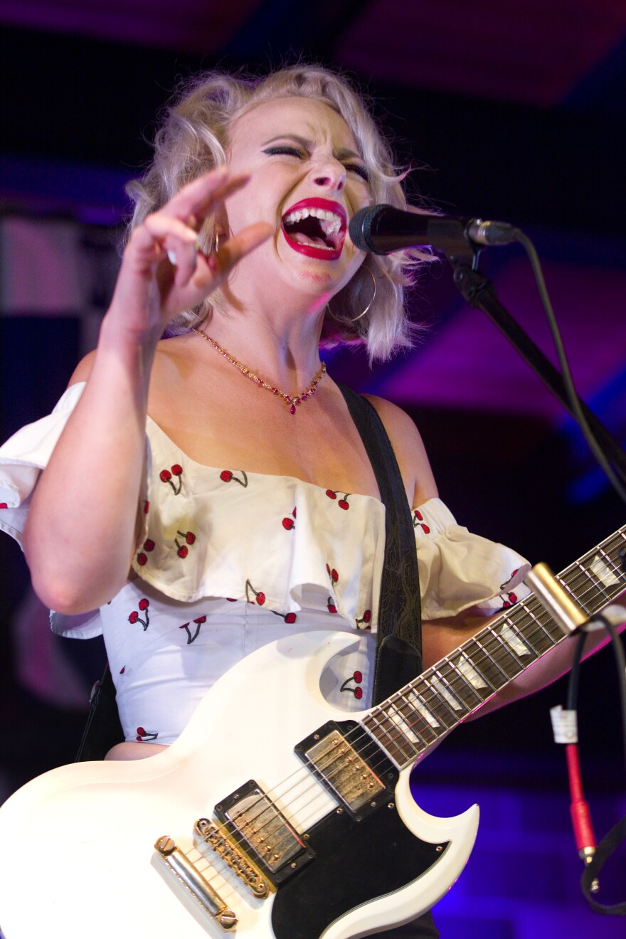 Samantha Fish performing at the 2019 Mississippi Valley Blues Festival at The Bend in East Moline.