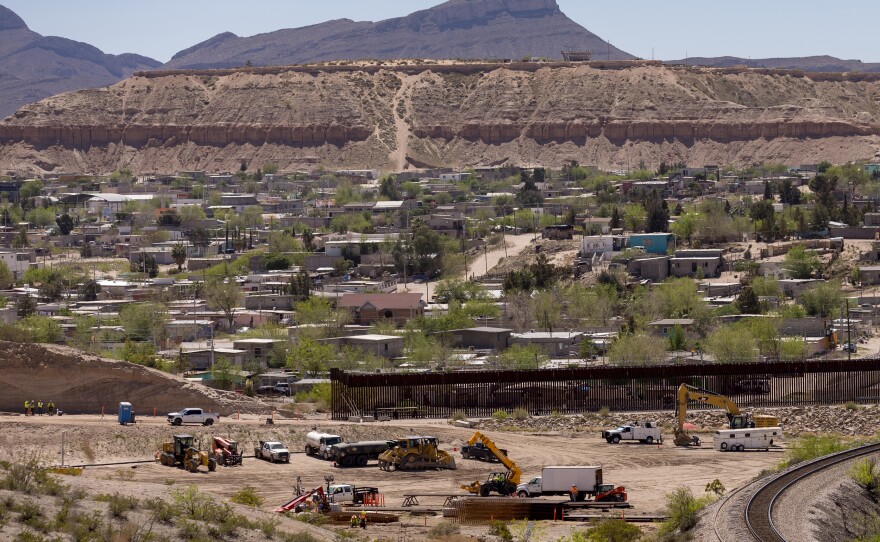 The border wall construction site is seen across from the Mexican neighborhood of Anapra on March 24.