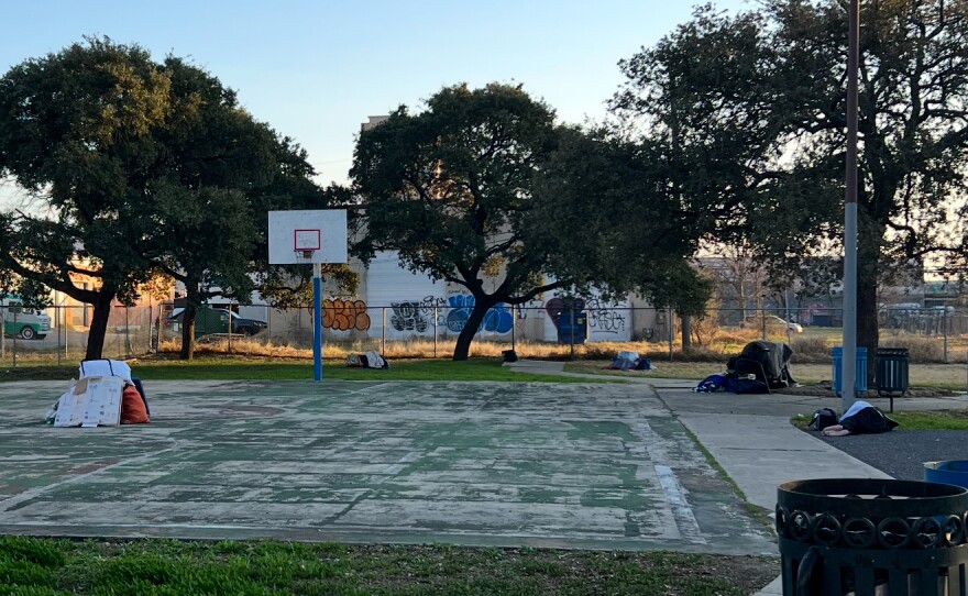 Basketball Court before fixing and painting