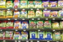Packaged salads sit on the shelves of a Bell Market grocery store in San Francisco in 2003. Hundreds of recent salad products from Dole and Fresh Express have been recalled because of listeria concerns.