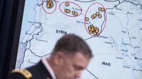 Lt. Gen. William C. Mayville Jr., Joint Staff Director of Operations, speaks about airstrikes in Syria during a briefing at the Pentagon yesterday.