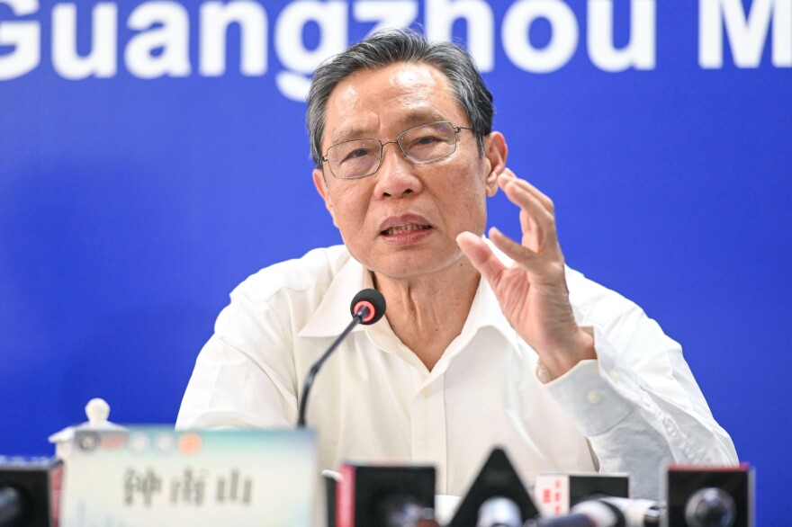 Dr. Zhong Nanshan has become the public face of COVID-19 containment efforts. Above, he speaks at a press conference on February 27.