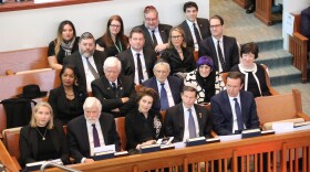 Members of Connecticut's federal delegation at former Senator Joe Liebermann's funeral in 2024.