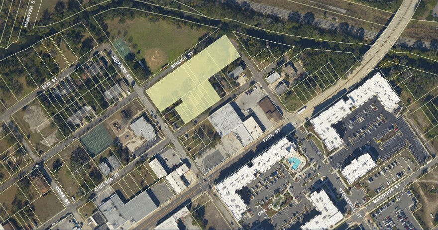 aerial photo of the site of the future complex