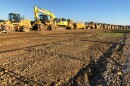 Heavy machinery waits at the site of the future Intel plant northeast of Columbus.