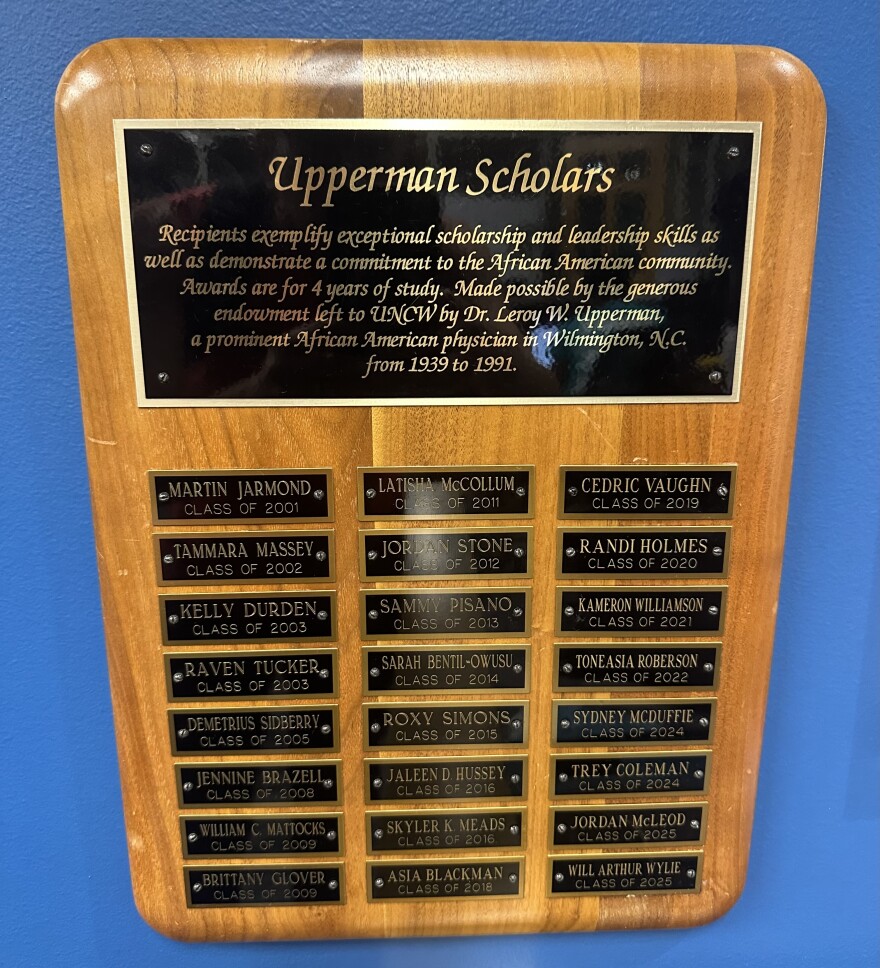 Plaque with more recent Upperman scholars.