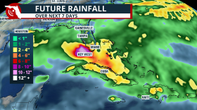 Forecast rainfall over next week.