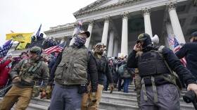 Members of the Oath Keepers on the East Front of the U.S. Capitol on Jan. 6, 2021, in Washington. (Manuel Balce Ceneta/AP)
