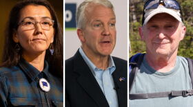 From left, Democratic U.S. Senate candidate Mary Peltola, Republican U.S. Sen. Dan S. Sullivan, the incumbent, and undeclared U.S. Senate candidate Dan J. Sullivan of Petersburg.