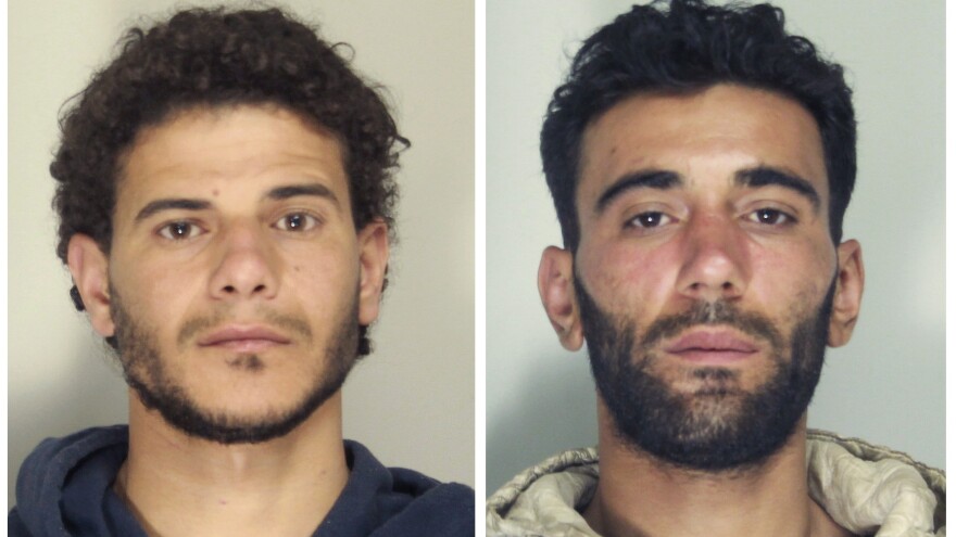 Mahmud Bikhit (left) and Mohammed Ali Malek were arrested and charged with manslaughter and aiding human trafficking; they're seen here in handout pictures released by Italian police in Catania, Sicily.