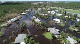 aerial shot of flooded neighborhood