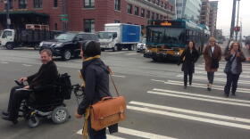 KUOW reporter Ruby de Luna interviews David Whedbee about the challenges of navigating a wheelchair around bad curb cuts in Seattle.