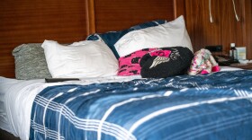 The Joneses replaced the hotel’s bedding with their granddaughter’s own bed covers to try and make the room homey.