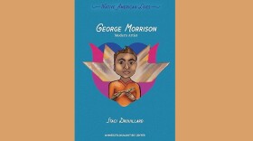 Cover of "George Morrison: Modern Artist" by Staci Drouillard; illustration of a man holding a painting tool, blue background