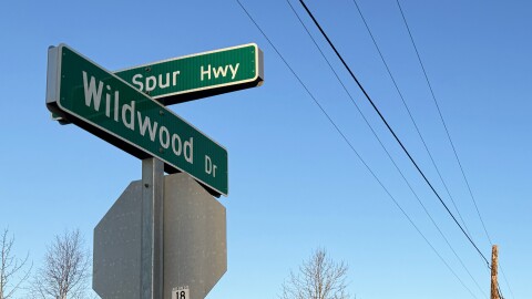 The sun sets on Wildwood Drive on Wednesday, Dec. 17, 2026 in Kenai, Alaska.